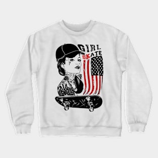 Women's Skate Girl Skateboarder Retro Vintage Gift Skateboarding SK8 Crewneck Sweatshirt